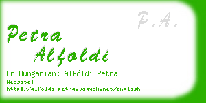 petra alfoldi business card